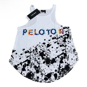 Peloton Terez Collab NWT Size XS White Paint Splatter Activewear Tank Top